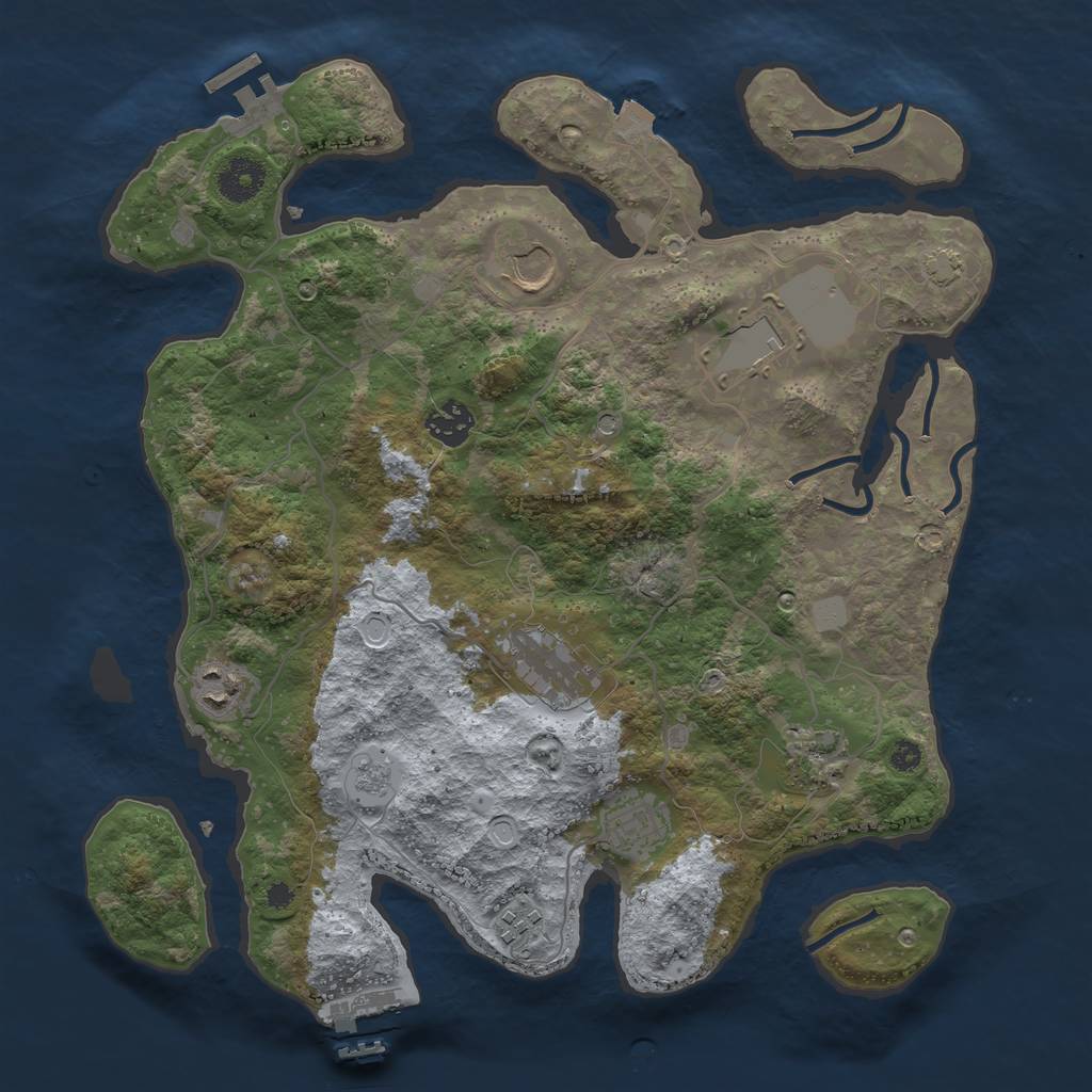 Rust Map: Procedural Map, Size: 3600, Seed: 585473784, 16 Monuments