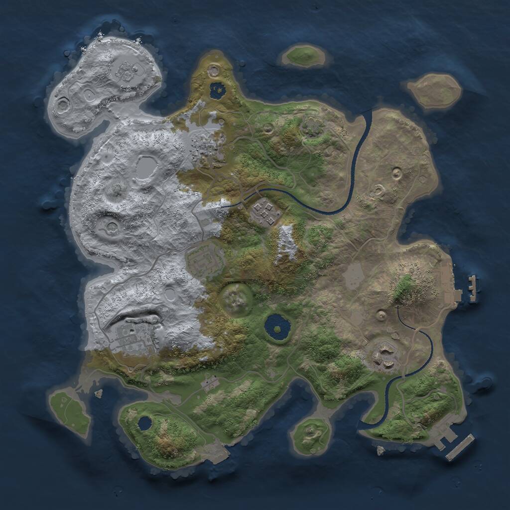Rust Map: Procedural Map, Size: 3000, Seed: 5437189, 11 Monuments