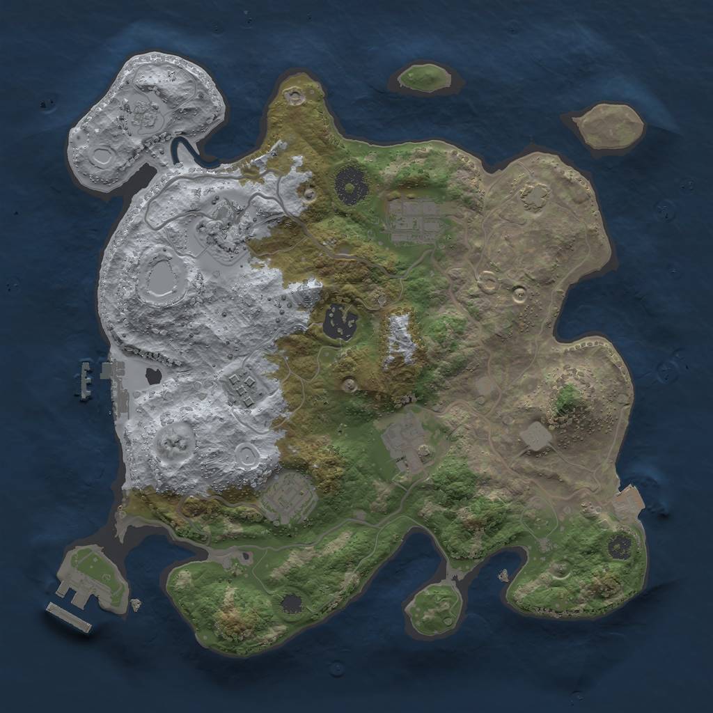 Rust Map: Procedural Map, Size: 3000, Seed: 5437189, 13 Monuments