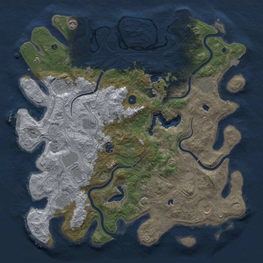 Rust Map: Procedural Map, Size: 4500, Seed: 589531, 16 Monuments