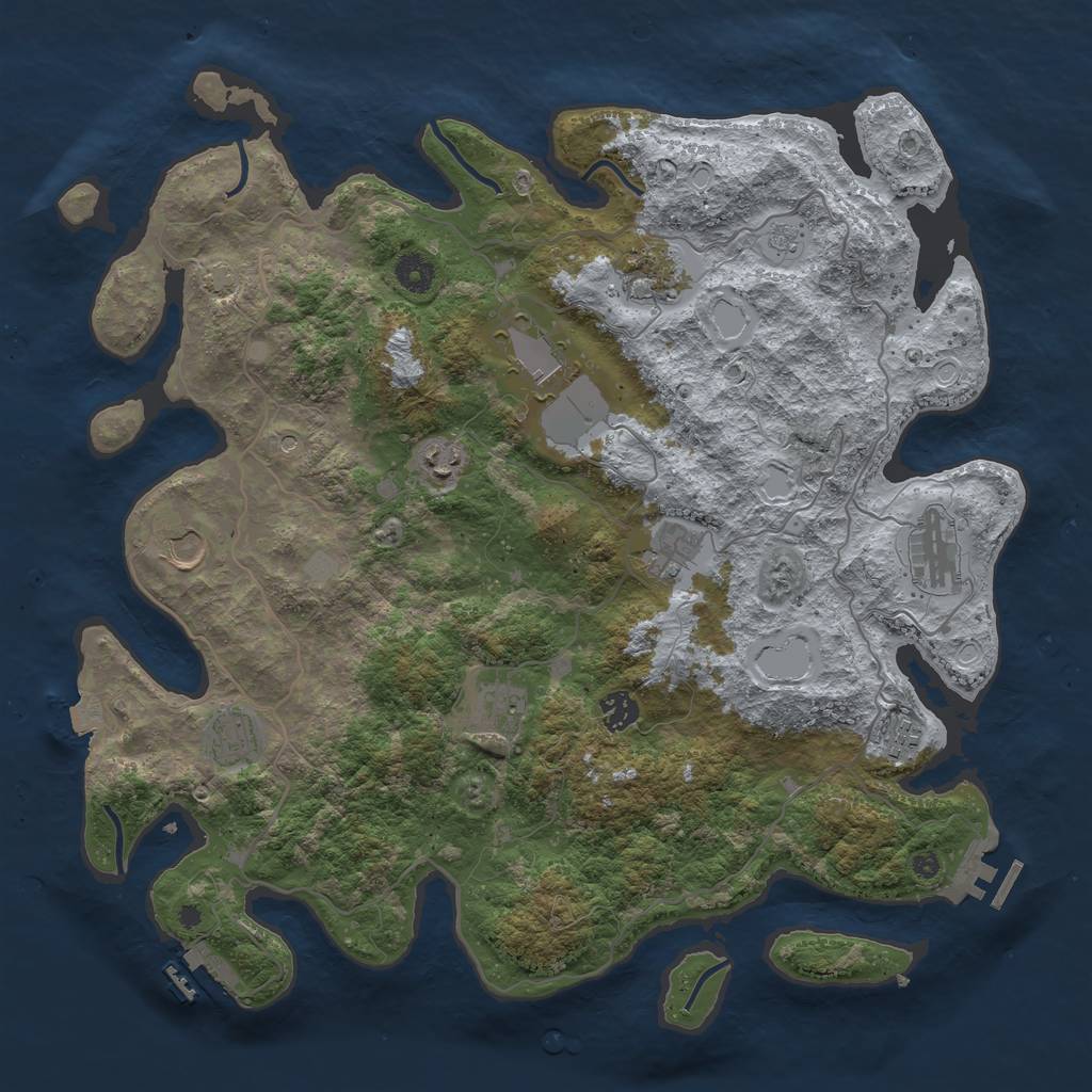Rust Map: Procedural Map, Size: 4150, Seed: 696959452, 18 Monuments
