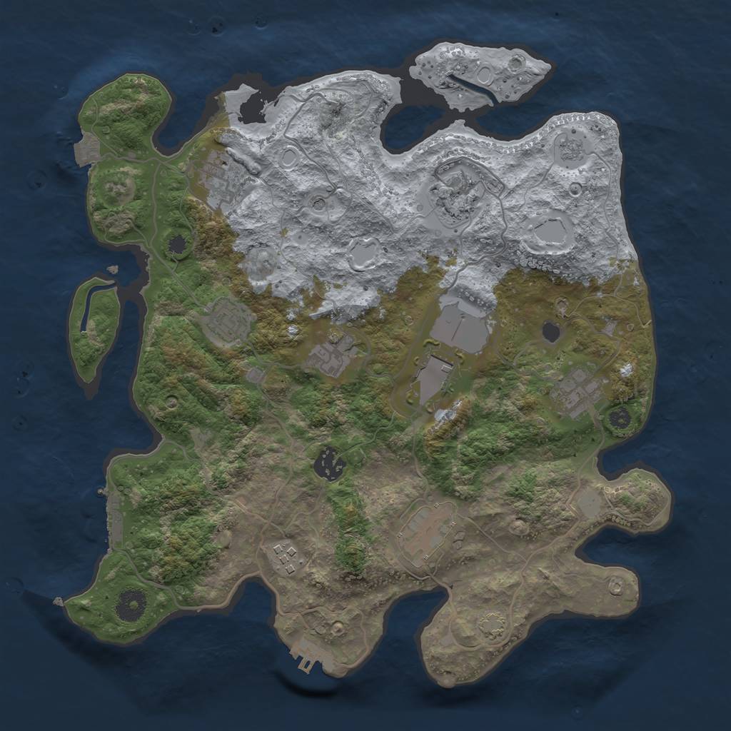 Rust Map: Procedural Map, Size: 3500, Seed: 1971724328, 17 Monuments