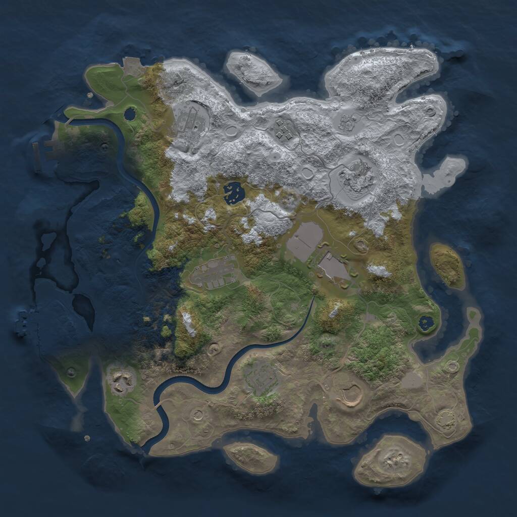 Rust Map: Procedural Map, Size: 3500, Seed: 1756185189, 15 Monuments