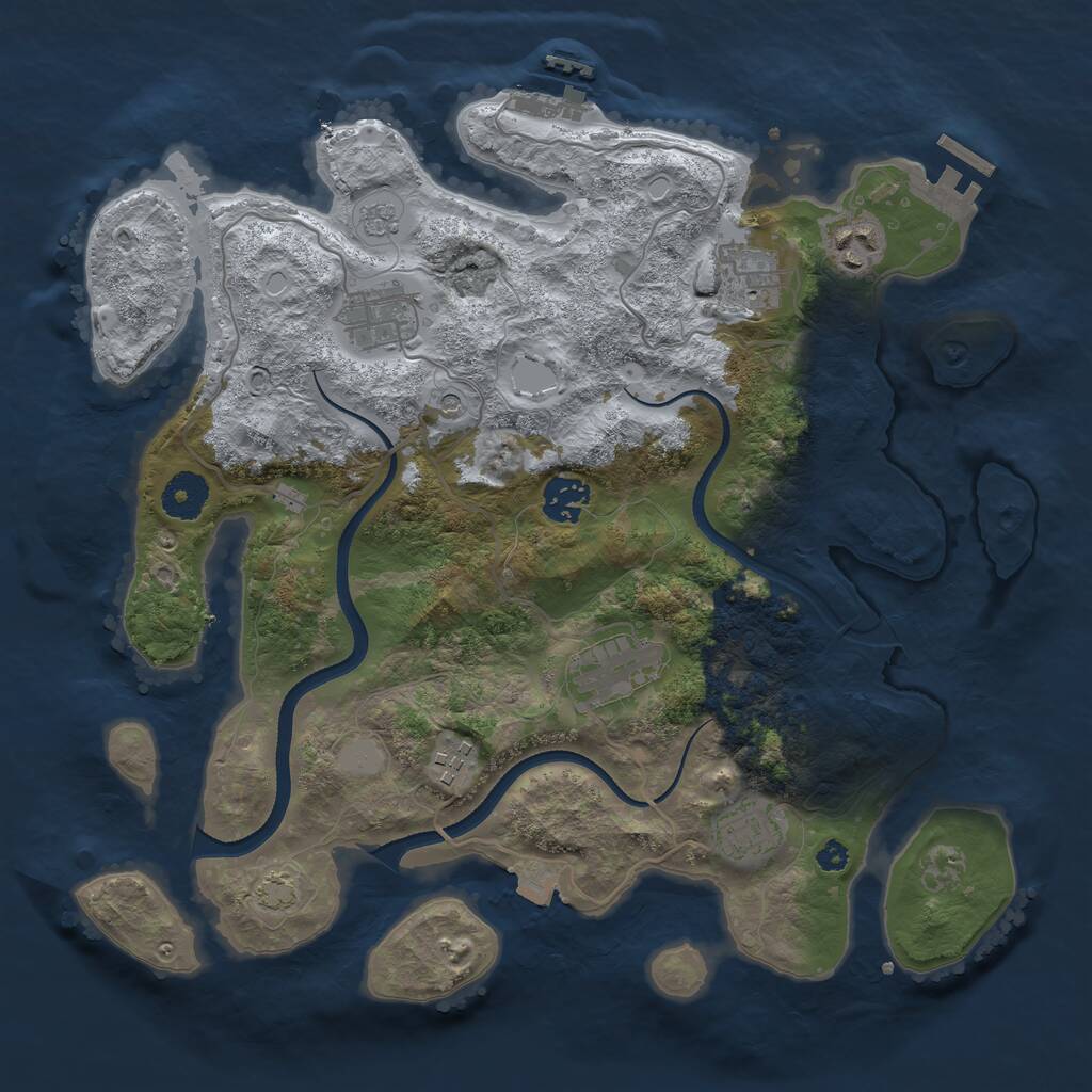 Rust Map: Procedural Map, Size: 3500, Seed: 1928680306, 13 Monuments