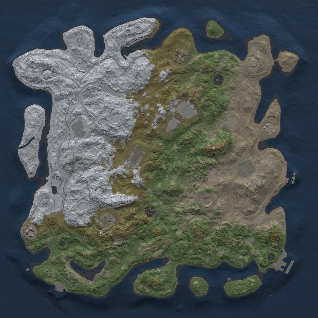 Rust Map: Procedural Map, Size: 4500, Seed: 1807859601, 19 Monuments