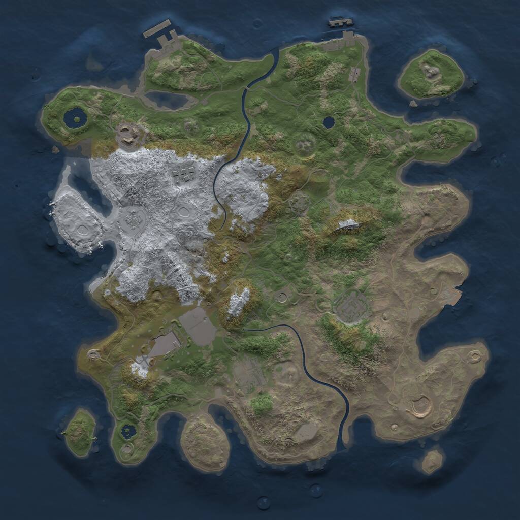Rust Map: Procedural Map, Size: 3550, Seed: 5259086, 12 Monuments