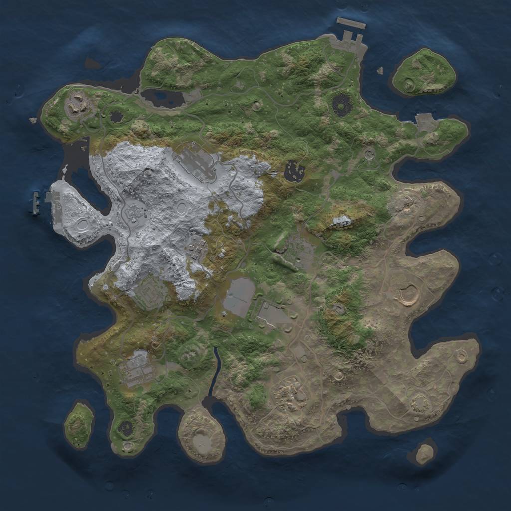 Rust Map: Procedural Map, Size: 3550, Seed: 5259086, 18 Monuments