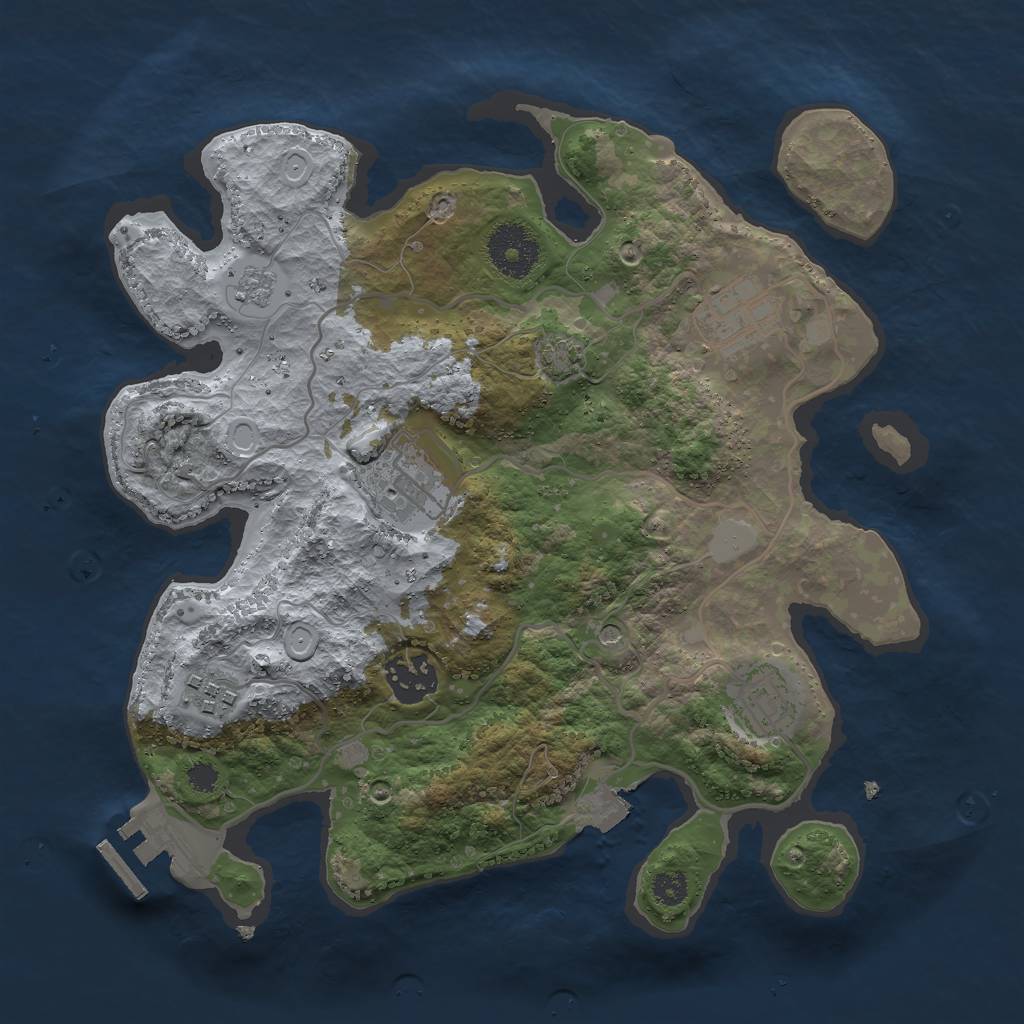 Rust Map: Procedural Map, Size: 3000, Seed: 1234569, 12 Monuments