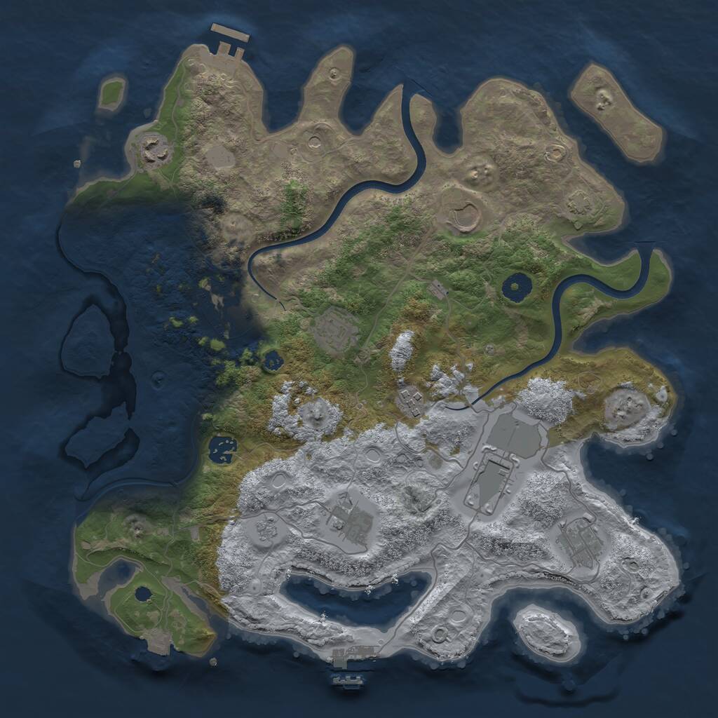 Rust Map: Procedural Map, Size: 3750, Seed: 2085971783, 15 Monuments