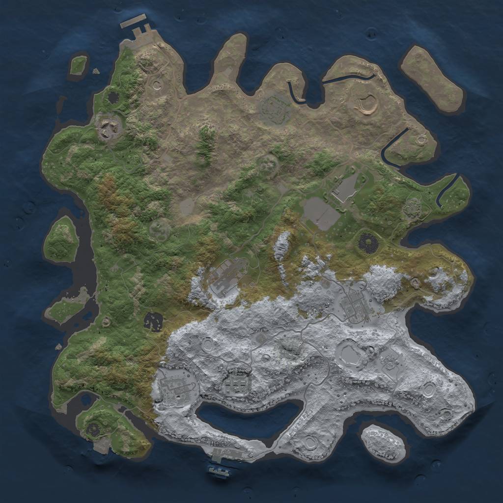 Rust Map: Procedural Map, Size: 3750, Seed: 2085971783, 17 Monuments