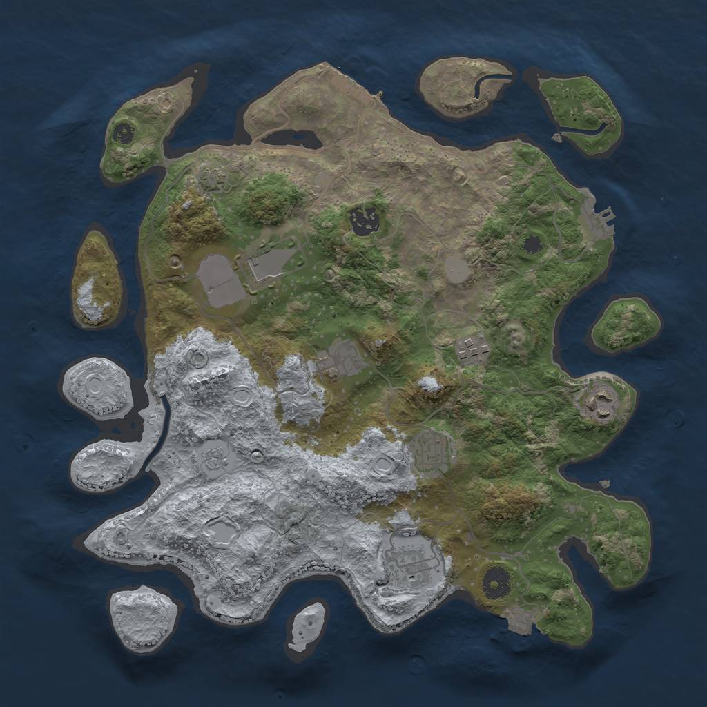 Rust Map: Procedural Map, Size: 3500, Seed: 1938977363, 14 Monuments