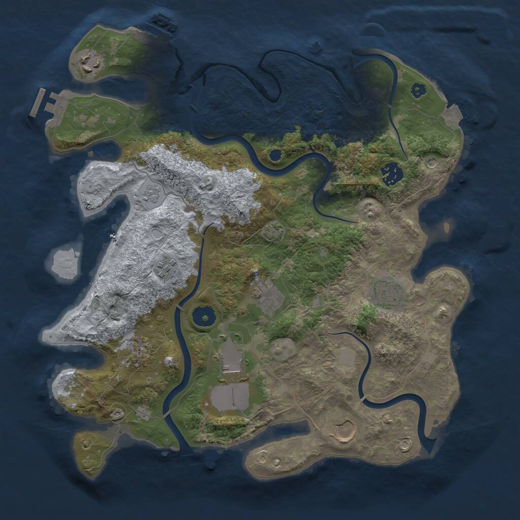 Rust Map: Procedural Map, Size: 3500, Seed: 1686034189, 14 Monuments