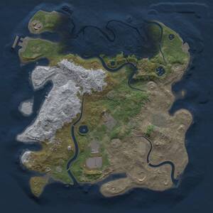 Thumbnail Rust Map: Procedural Map, Size: 3500, Seed: 1686034189, 14 Monuments