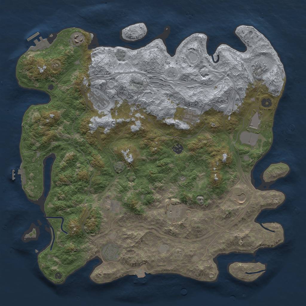 Rust Map: Procedural Map, Size: 4500, Seed: 739124716, 19 Monuments