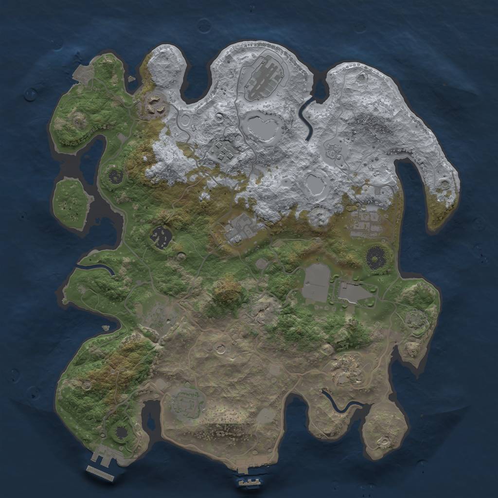 Rust Map: Procedural Map, Size: 3500, Seed: 936533777, 18 Monuments