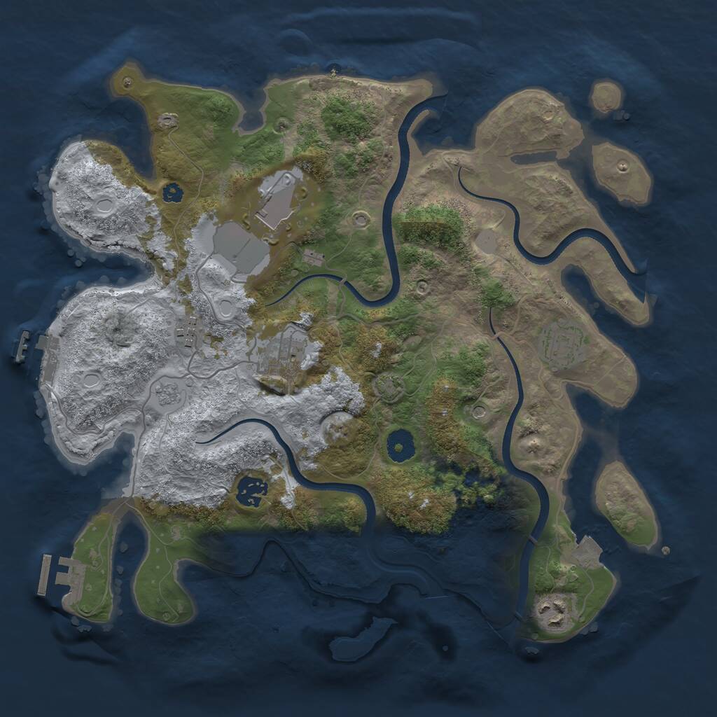 Rust Map: Procedural Map, Size: 3500, Seed: 328193426, 12 Monuments