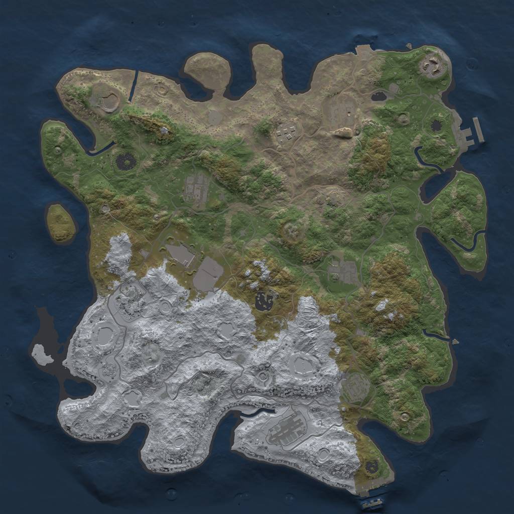 Rust Map: Procedural Map, Size: 4000, Seed: 1614839134, 19 Monuments