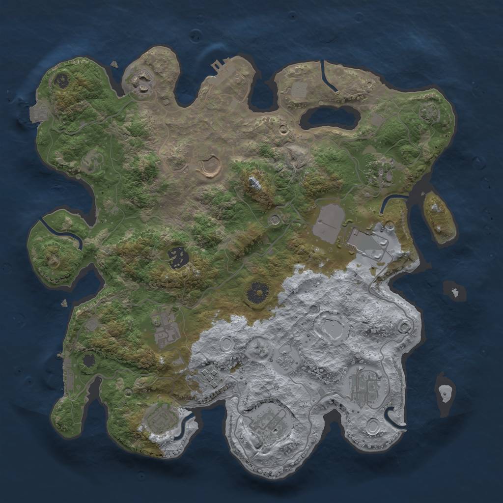 Rust Map: Procedural Map, Size: 3500, Seed: 327719154, 18 Monuments
