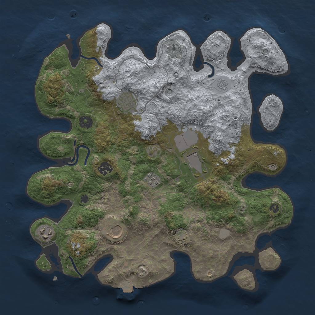 Rust Map: Procedural Map, Size: 3500, Seed: 990291, 12 Monuments