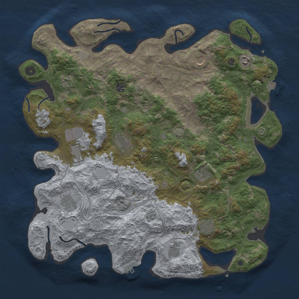 Rust Map: Procedural Map, Size: 4500, Seed: 162689555, 18 Monuments