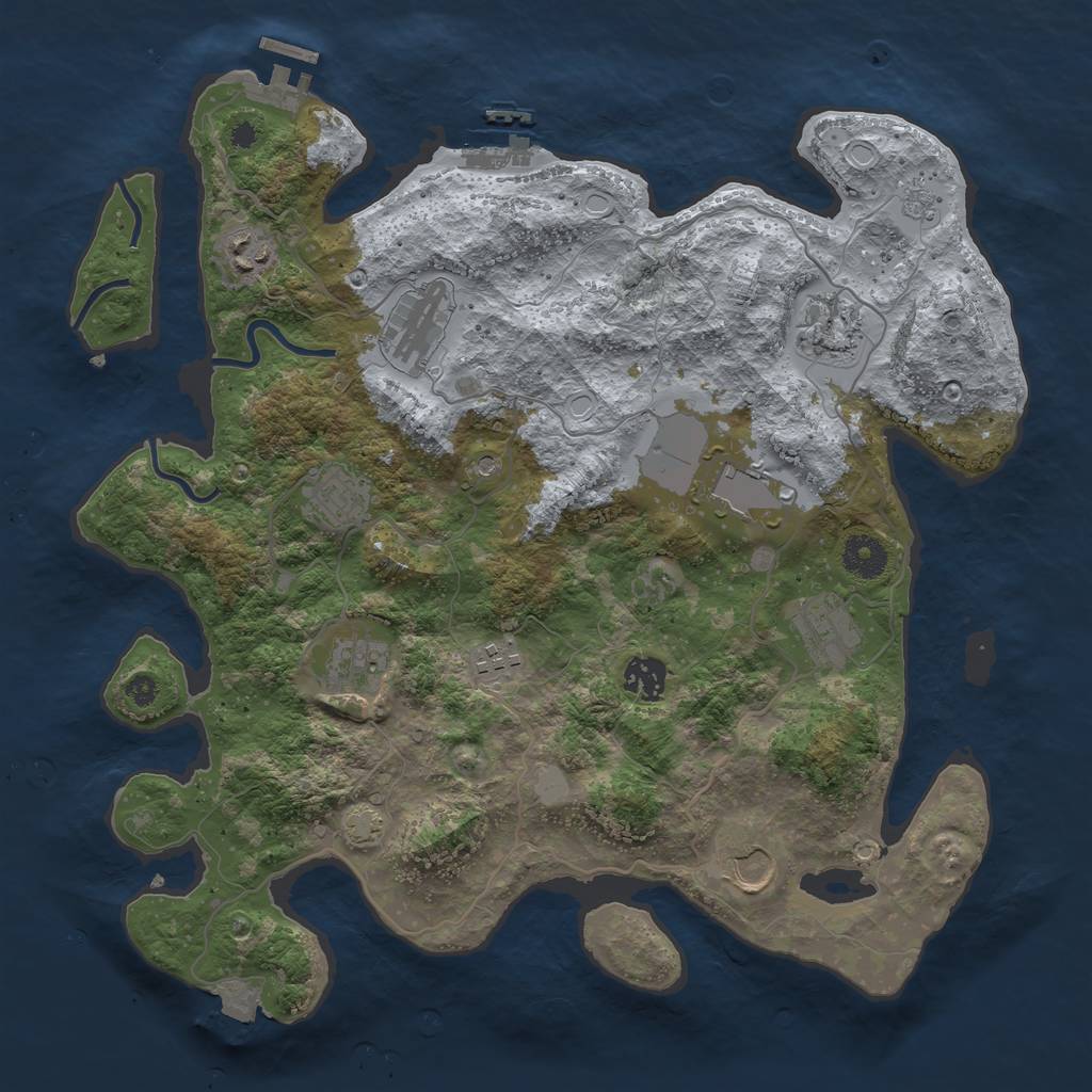 Rust Map: Procedural Map, Size: 3700, Seed: 11219161, 18 Monuments