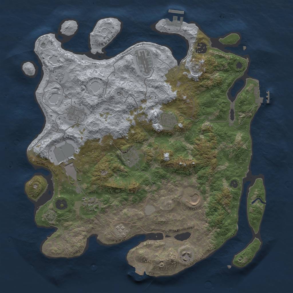 Rust Map: Procedural Map, Size: 3800, Seed: 517589, 18 Monuments
