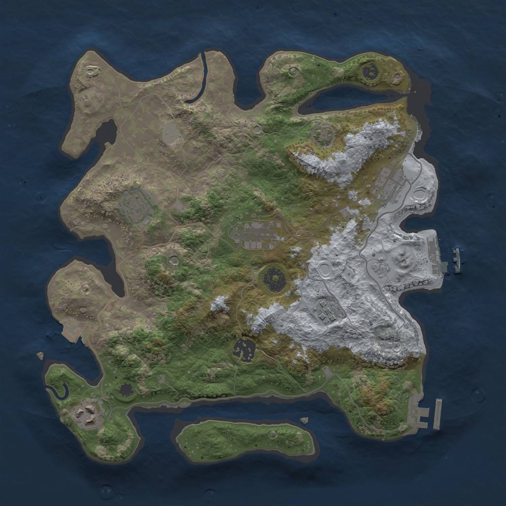 Rust Map: Procedural Map, Size: 3300, Seed: 1675436460, 14 Monuments
