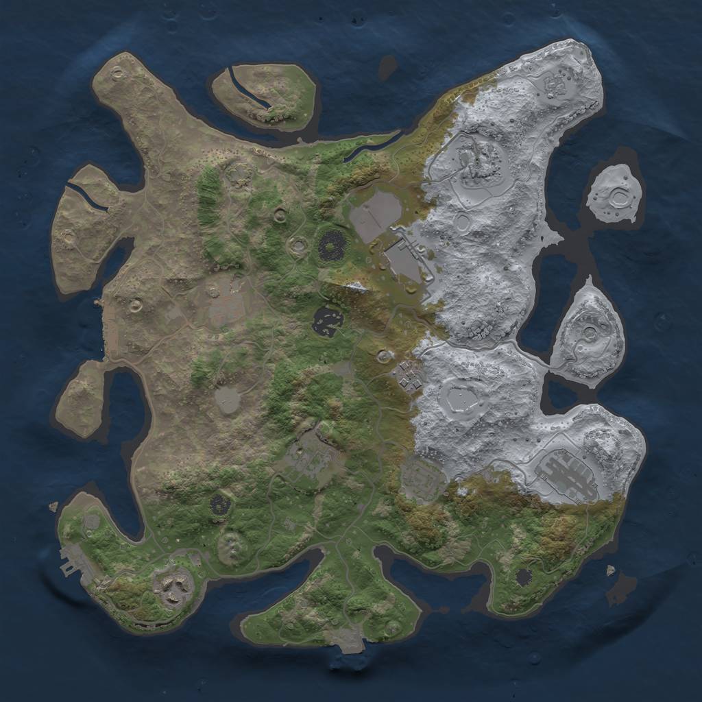 Rust Map: Procedural Map, Size: 3500, Seed: 1704936858, 17 Monuments