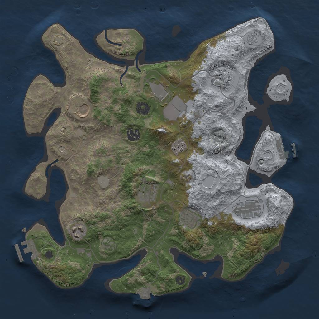 Rust Map: Procedural Map, Size: 3500, Seed: 1704936858, 17 Monuments