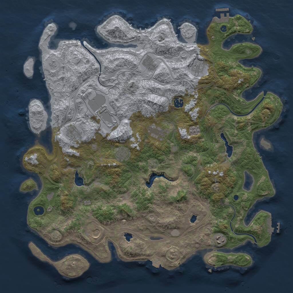 Rust Map: Procedural Map, Size: 4500, Seed: 1945351942, 16 Monuments