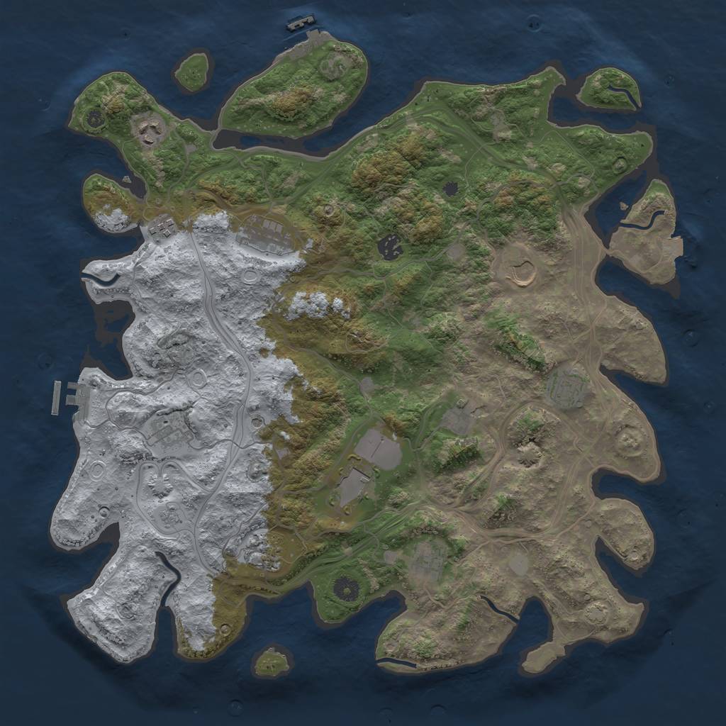 Rust Map: Procedural Map, Size: 4250, Seed: 280927542, 19 Monuments