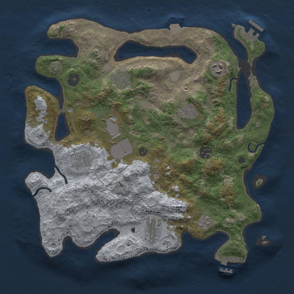 Rust Map: Procedural Map, Size: 3500, Seed: 663020282, 16 Monuments