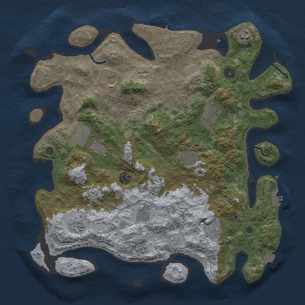 Rust Map: Procedural Map, Size: 4000, Seed: 689465, 18 Monuments
