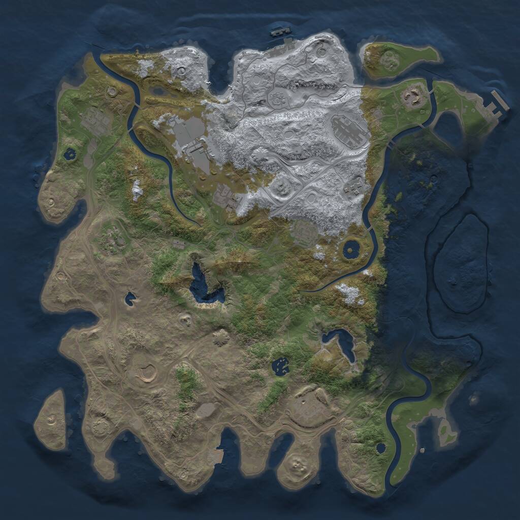 Rust Map: Procedural Map, Size: 4300, Seed: 849907843, 17 Monuments