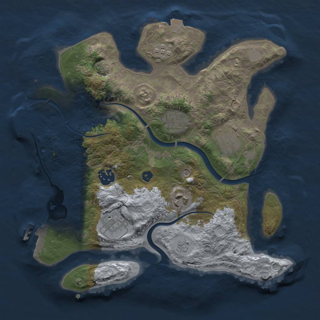 Rust Map: Procedural Map, Size: 3000, Seed: 1165528468, 12 Monuments