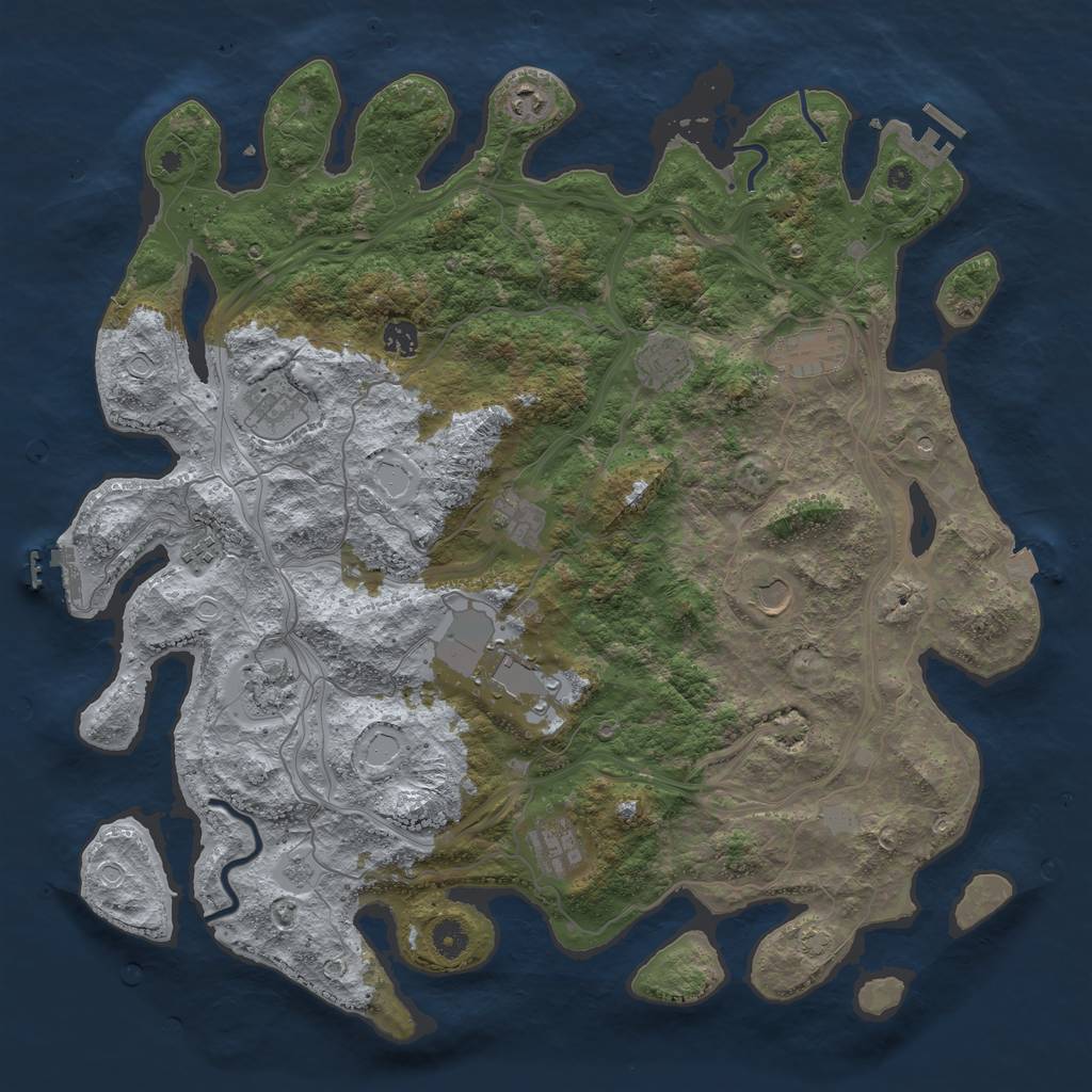 Rust Map: Procedural Map, Size: 4500, Seed: 2040039494, 19 Monuments