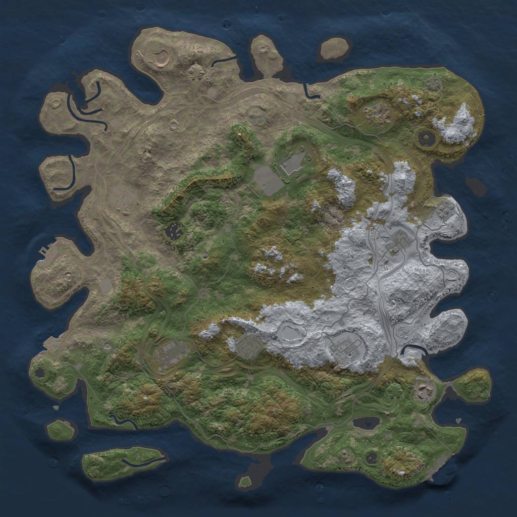 Rust Map: Procedural Map, Size: 4500, Seed: 199286203, 19 Monuments