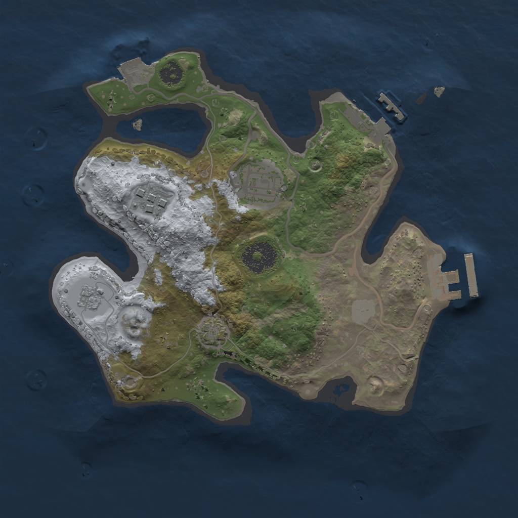 Rust Map: Procedural Map, Size: 2400, Seed: 1943090685, 9 Monuments
