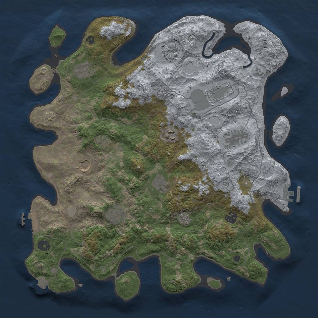 Rust Map: Procedural Map, Size: 4000, Seed: 32153, 18 Monuments
