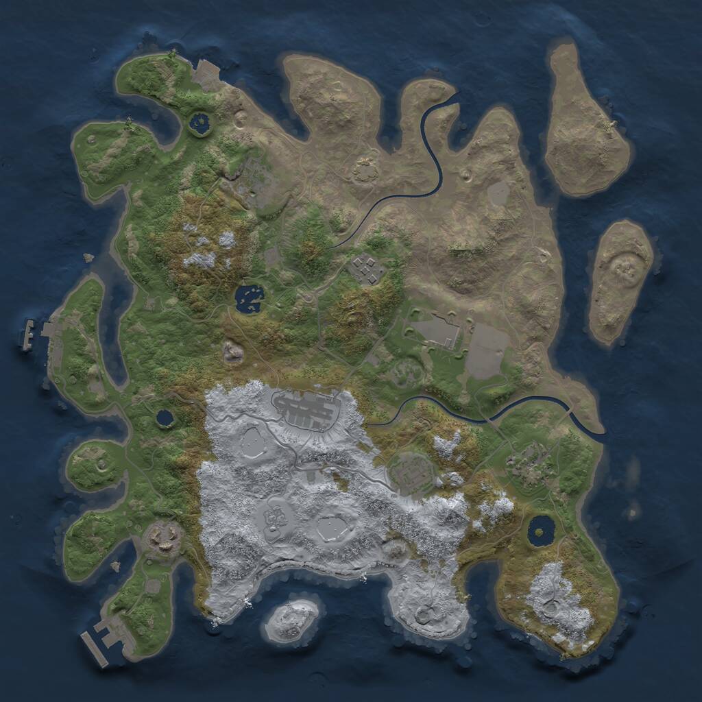 Rust Map: Procedural Map, Size: 3529, Seed: 8675309, 13 Monuments