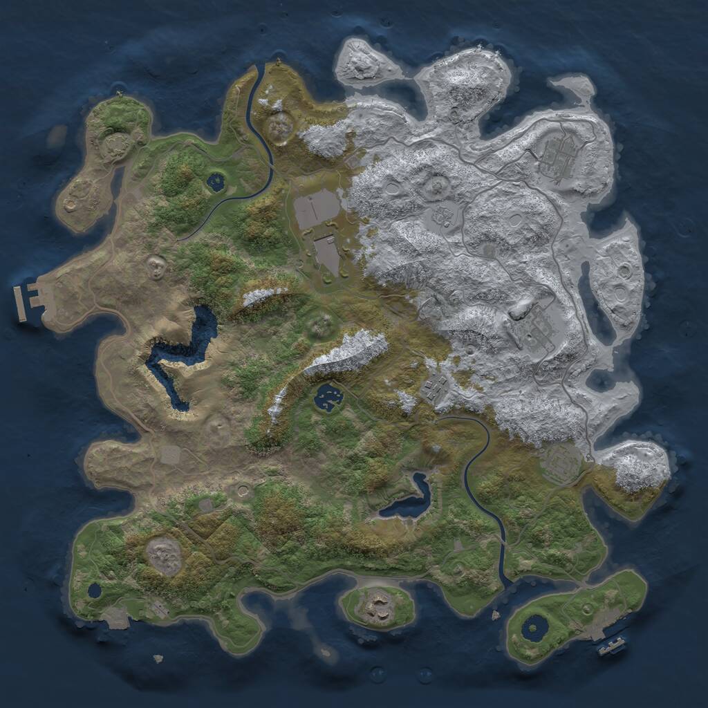 Rust Map: Procedural Map, Size: 4000, Seed: 557023384, 13 Monuments