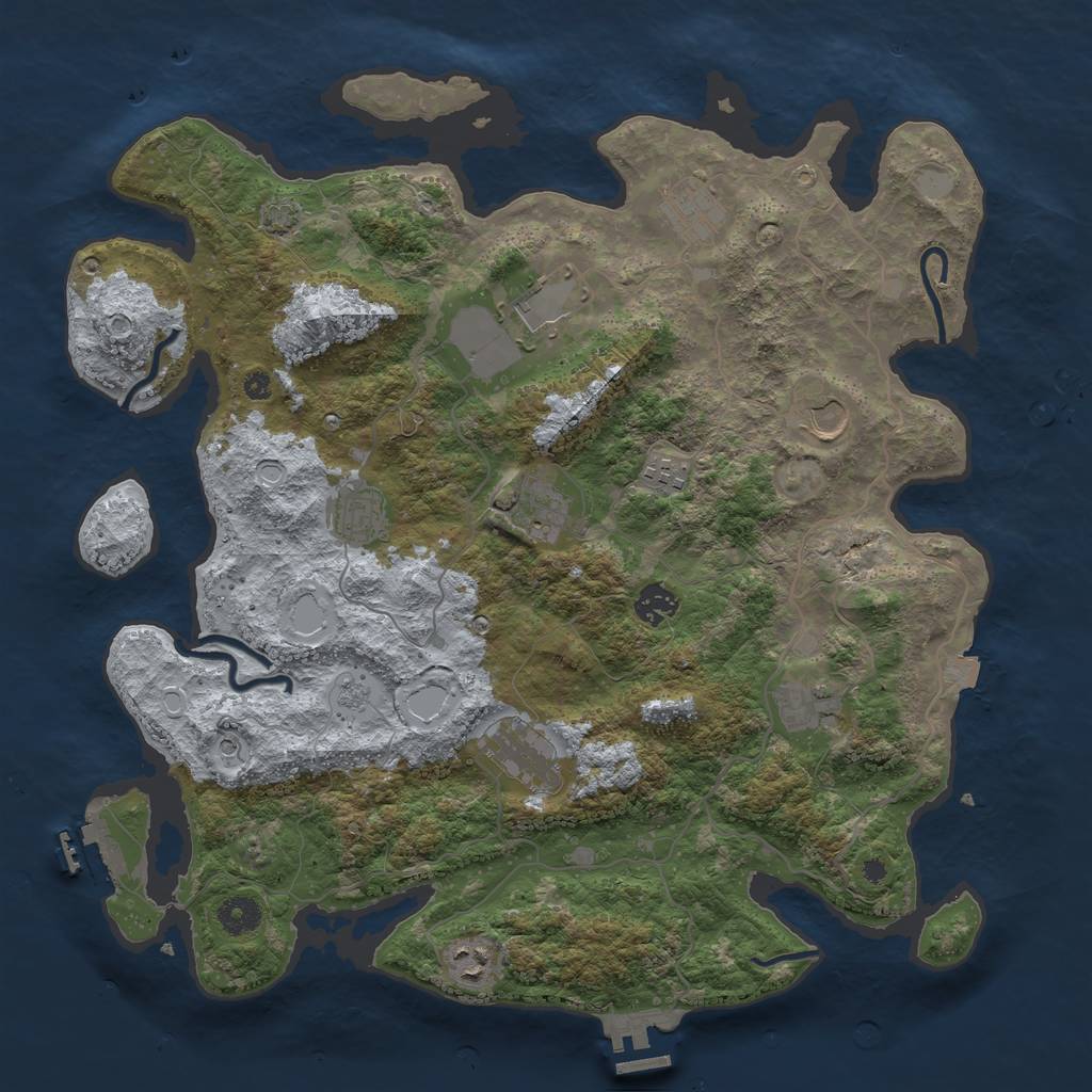 Rust Map: Procedural Map, Size: 4000, Seed: 164491206, 18 Monuments