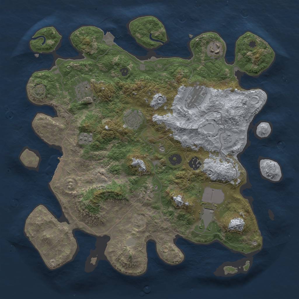 Rust Map: Procedural Map, Size: 3650, Seed: 230385253, 15 Monuments