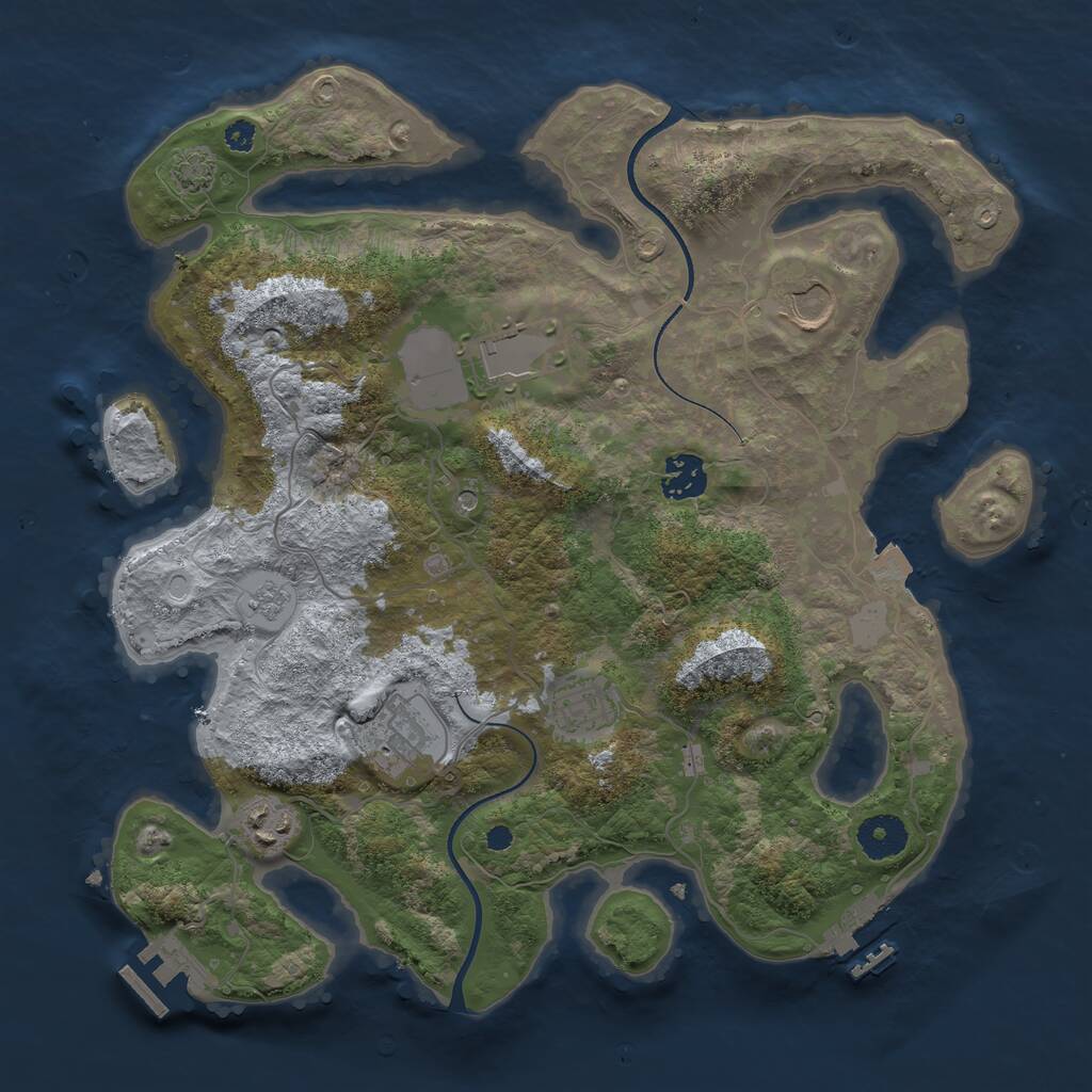 Rust Map: Procedural Map, Size: 3500, Seed: 1380652357, 12 Monuments