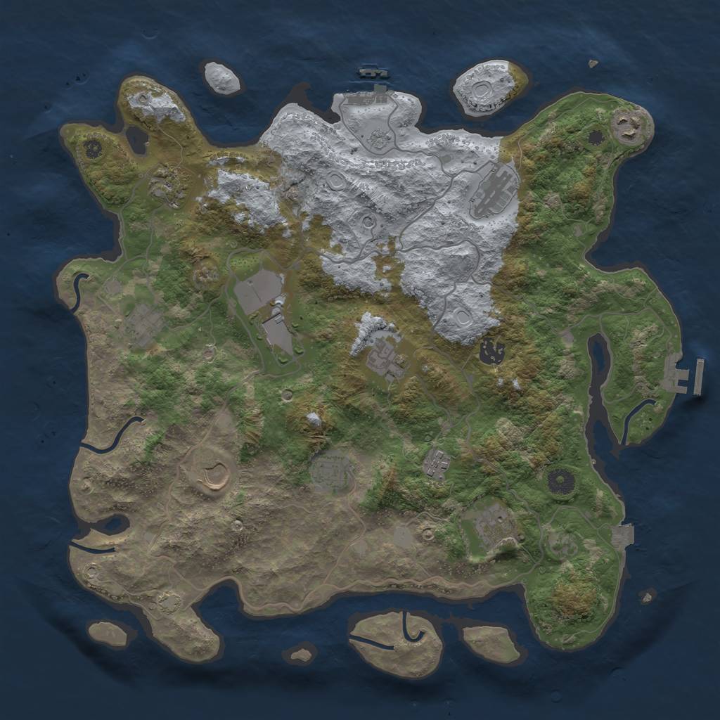 Rust Map: Procedural Map, Size: 4000, Seed: 135573423, 19 Monuments