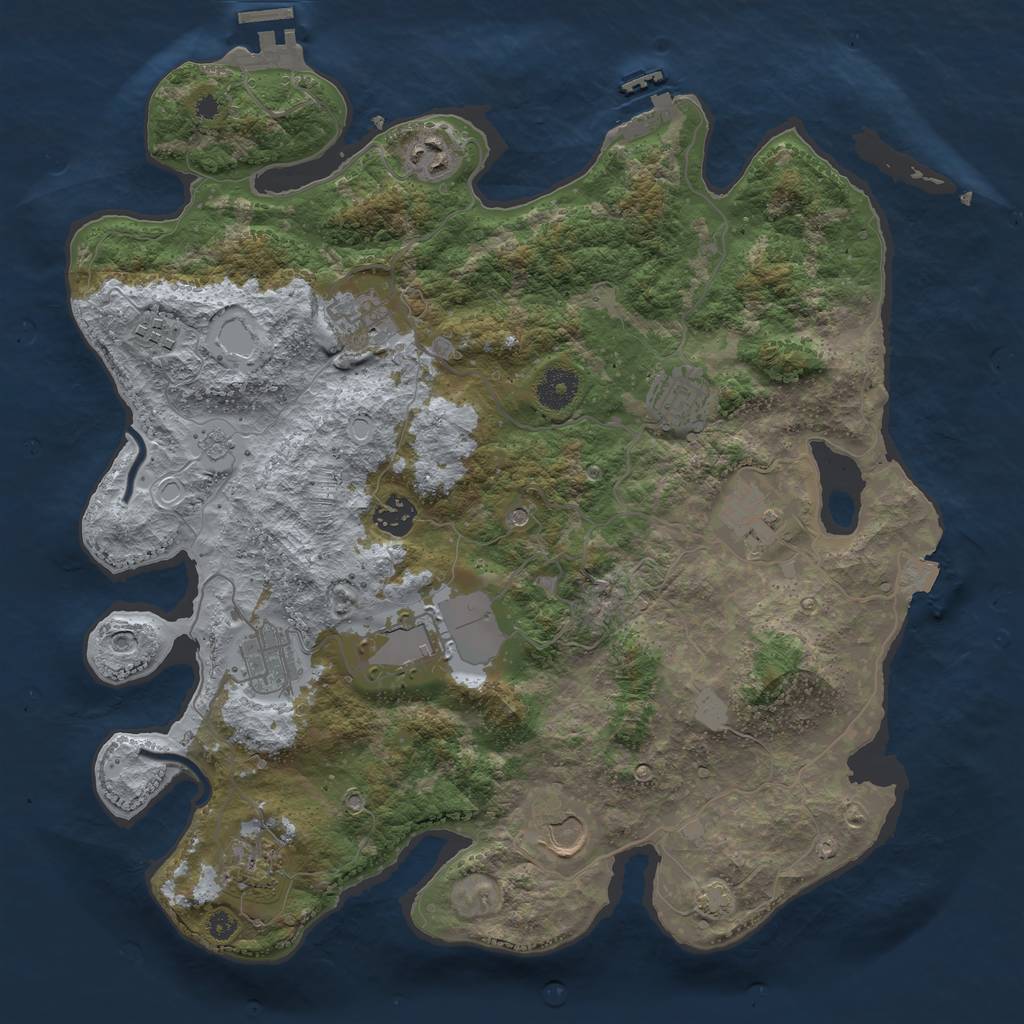 Rust Map: Procedural Map, Size: 3750, Seed: 71752860, 18 Monuments
