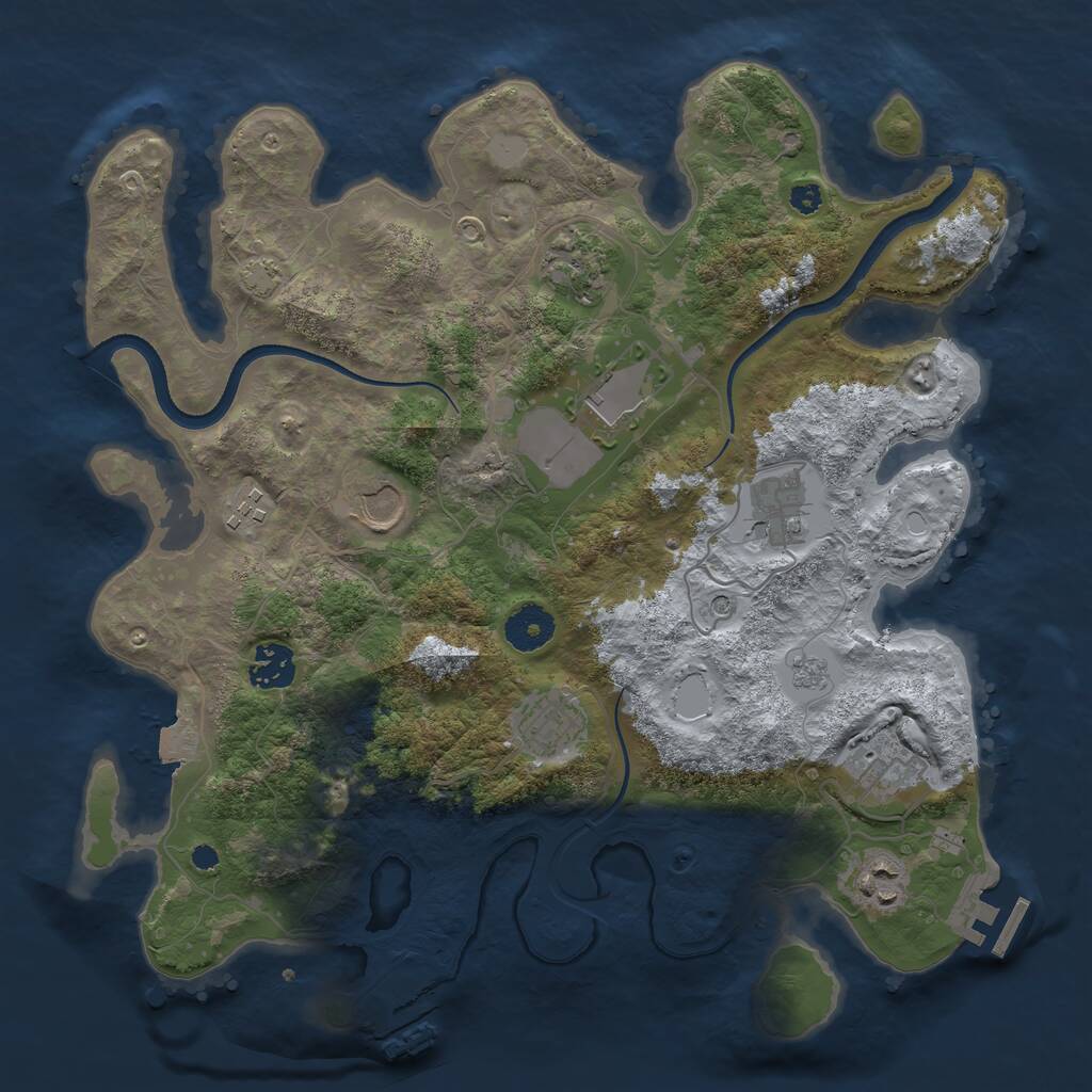 Rust Map: Procedural Map, Size: 3500, Seed: 740078453, 15 Monuments