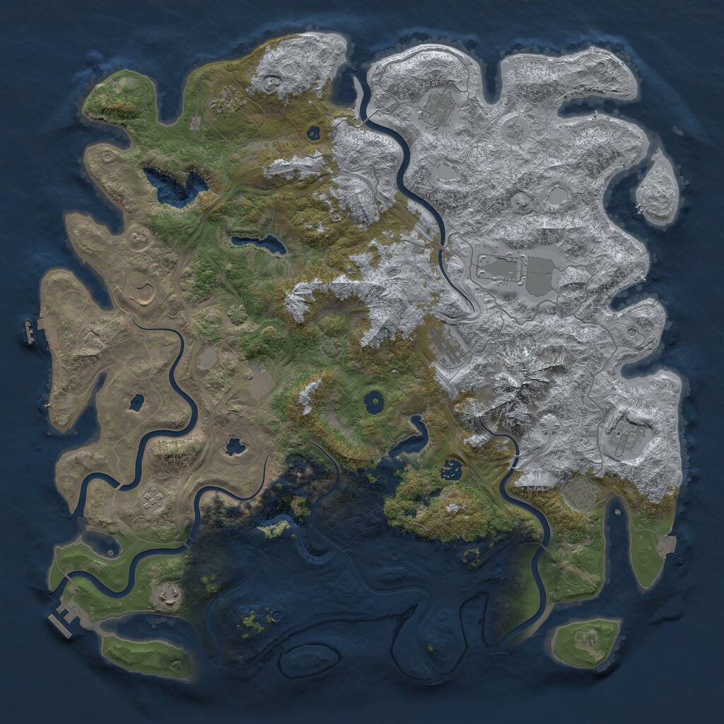 Rust Map: Procedural Map, Size: 5000, Seed: 5938174, 17 Monuments