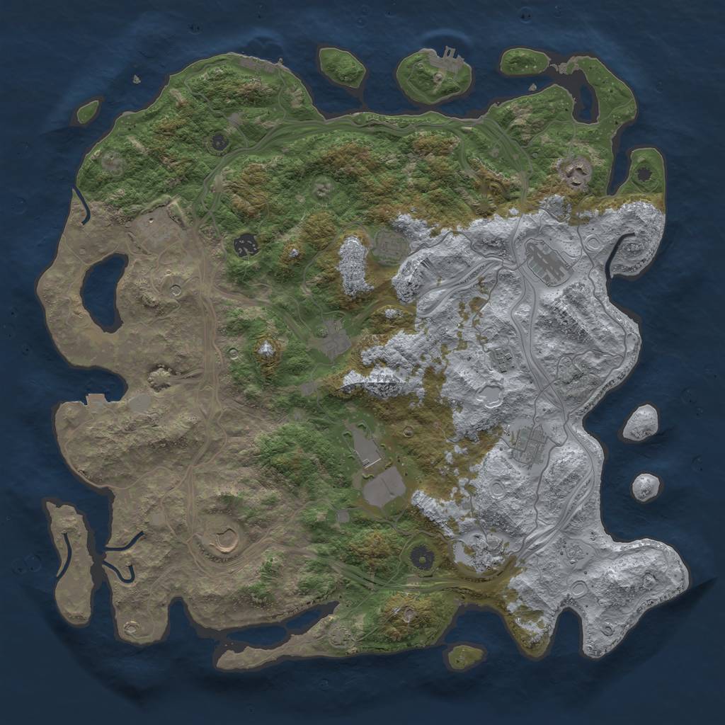 Rust Map: Procedural Map, Size: 4500, Seed: 32620, 19 Monuments