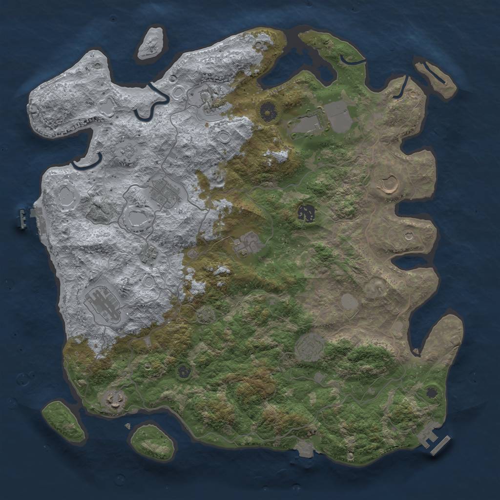 Rust Map: Procedural Map, Size: 4090, Seed: 893921045, 18 Monuments